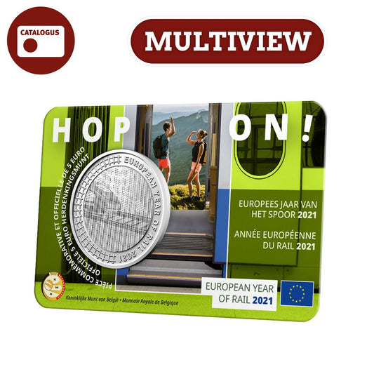 Moneda de 5 euro Belgia 2021 „Anul european al căii ferate” BU Multiview în Coincard