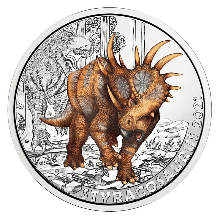 Austria 3 euro "Styracosaurus" 2021