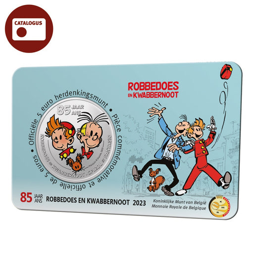 Moneda de 5 euro Belgia 2023 „85 de ani Spirou și Fantasio” Culoare BU în Coincard