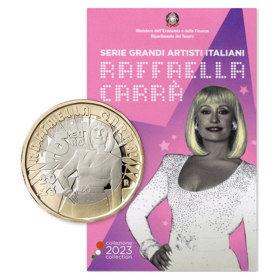 Italia 5 euro "Raffaella Carrà" 2023