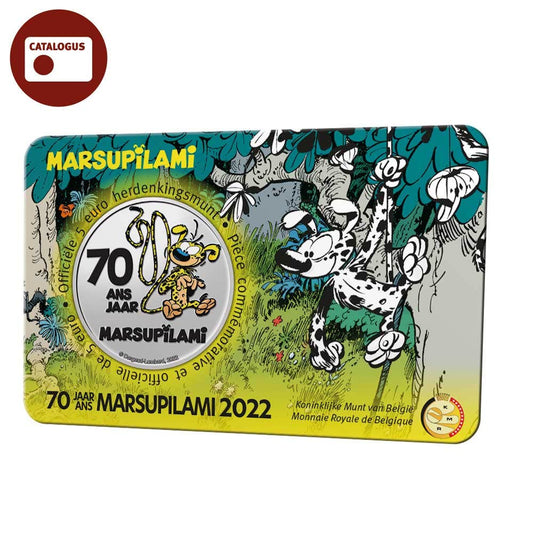 Moneda de 5 euro Belgia 2022 „70 de ani Marsupilami” Culoare BU în Coincard