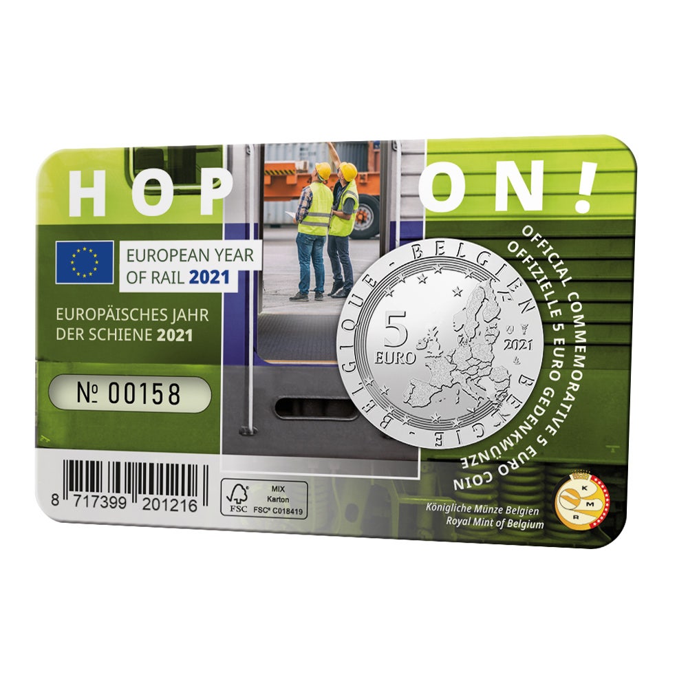 Moneda de 5 euro Belgia 2021 „Anul european al căii ferate” BU Multiview în Coincard