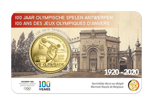 Moneda comemorativă de 2,5 euro Belgia 2020 „100 de ani Jocurile Olimpice de la Anvers” relief BU în card