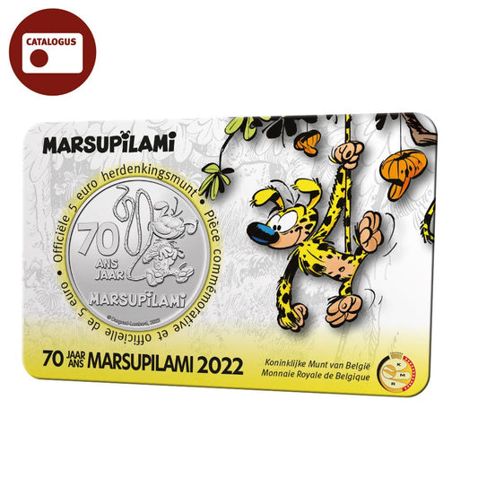 Moneda de 5 euro Belgia 2022 „70 de ani Marsupilami” Relief BU în Coincard