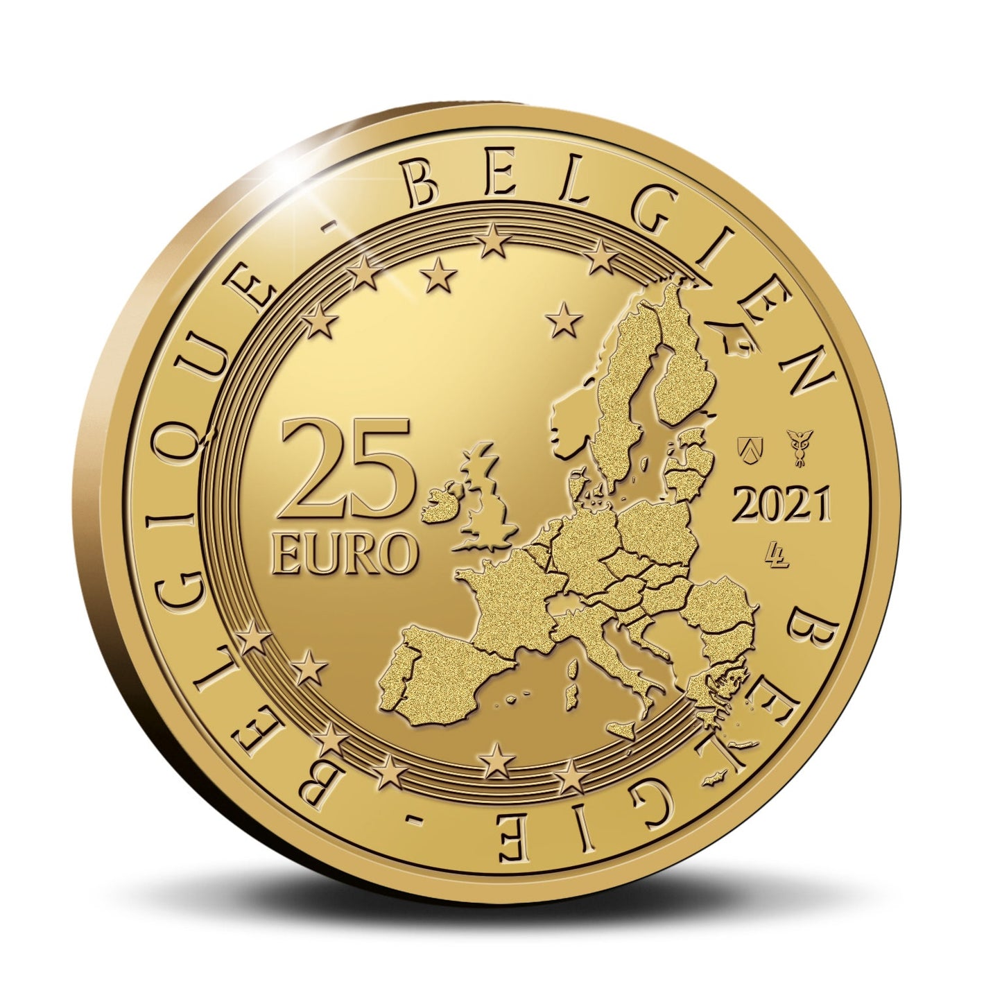 Moneda de 25 de euro Belgia 2021 „75 de ani de Blake și Mortimer” Dovada de aur