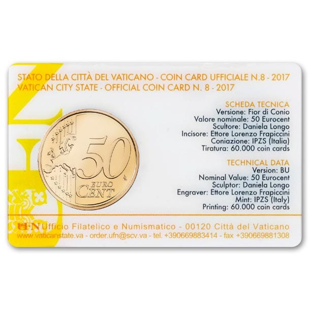 HM Vatican 50 Cent 2017 BU Coincard